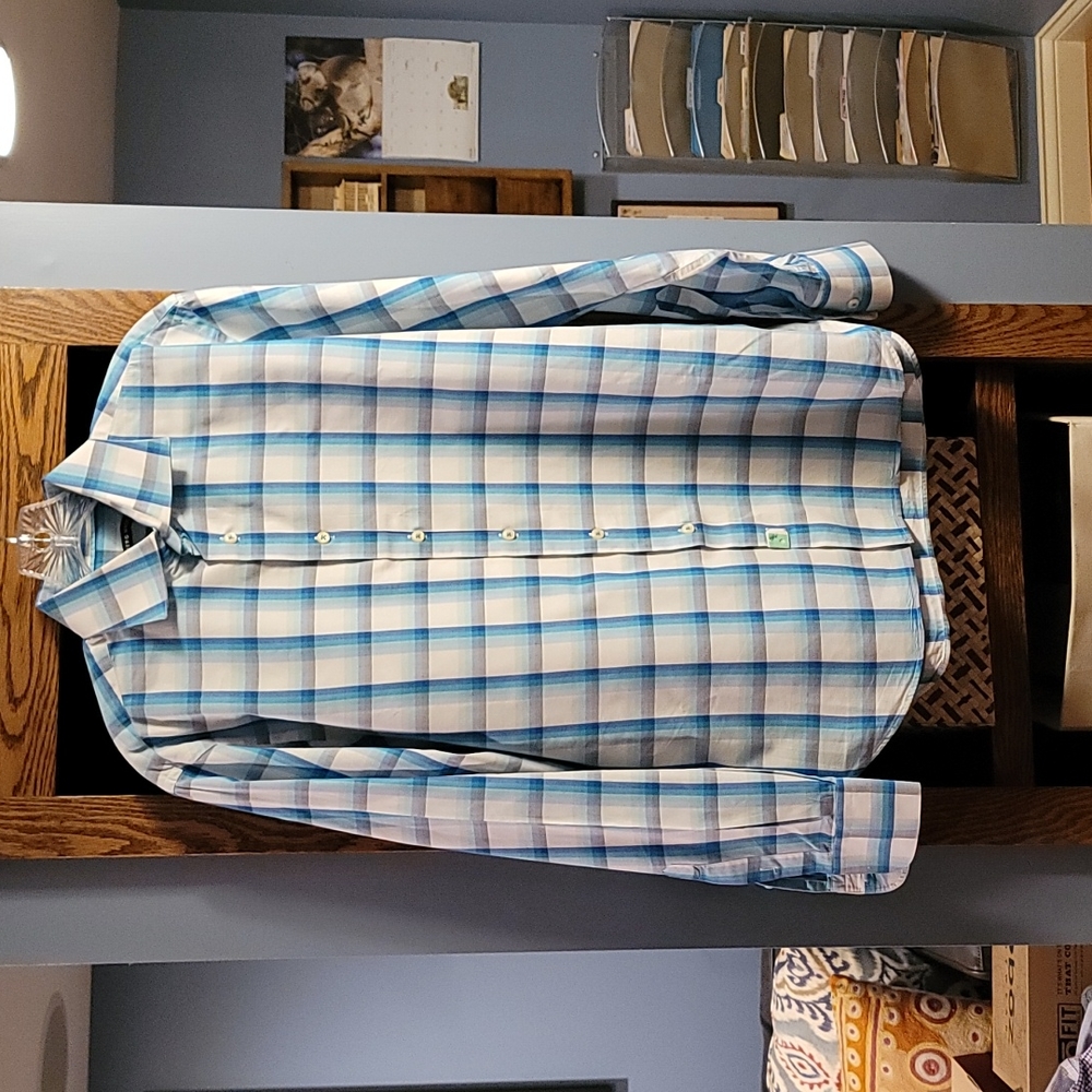 Hammer Made Blue Plaid Dress Shirt